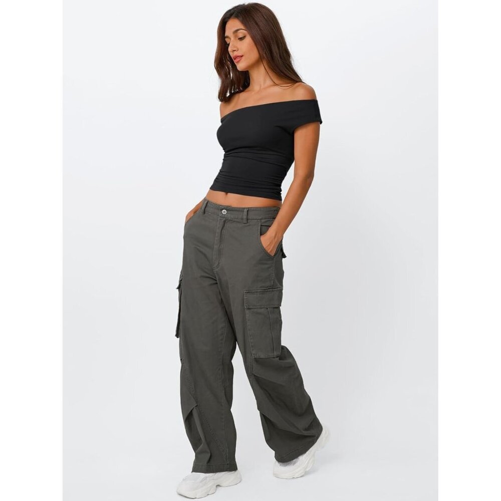 Women's Cami Crop Tops Black Off The Shoulder Classic Summer Going Out Comfort - Picture 5 of 5